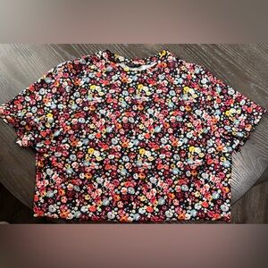 SHEIN Floral Print T-Shirt - Black and Multicolor